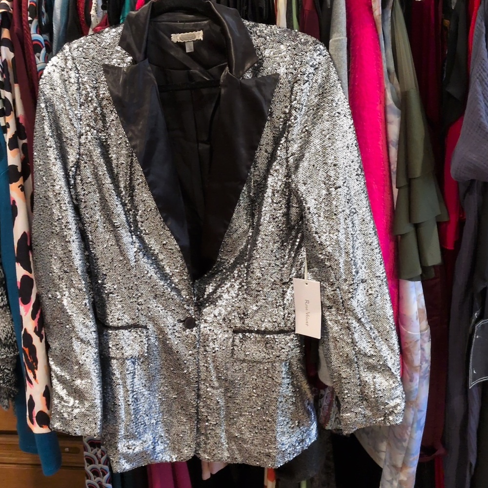 Rosevelvet Silver Sequined Blazer - S